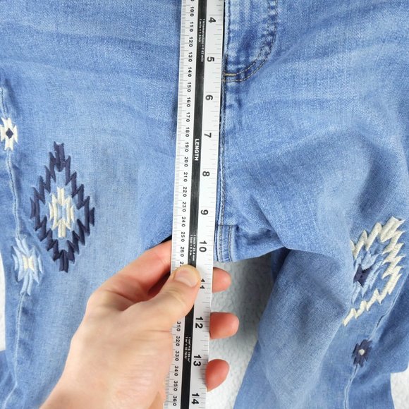 Chaps Jeans Womens 10P Petite Blue Southwestern Argyle Tapered Stretchy Denim - Picture 9 of 12